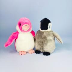 Glitter eyes penguin plush in pink and grey